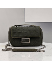 Fendi Baguette Medium Bag in Green Texture FF Fabric 2021 8529