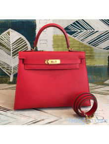 Hermes Kelly 25/28/32cm Bag in Original Epsom Leather Red/Gold Hardware 2020  (Half-Handmand) 