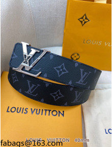 Louis Vuitton Monogram Graphite Canvas Belt 4cm with Bloom LV Buckle Black 2021 110602