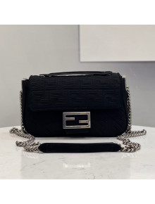 Fendi Baguette Medium Bag in Black Texture FF Fabric 2021 8529