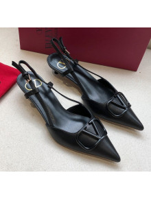 Valentino VLogo Calfskin Slingback Pump With 4cm Heel Black 2020