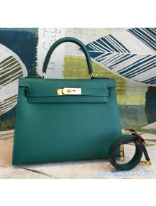 Hermes Kelly 25/28/32cm Bag in Original Epsom Leather Peacock Green/Gold Hardware 2020  (Half-Handmand) 