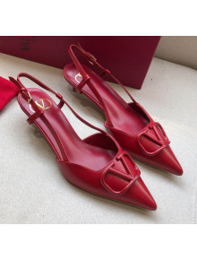 Valentino VLogo Calfskin Slingback Pump With 4cm Heel Red 2020