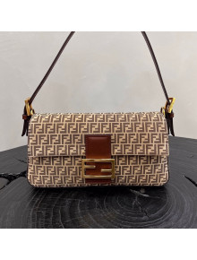 Fendi Baguette Medium Bag in Beige FF Suede 2021 8530