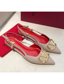 Valentino VLogo Signature Calfskin Slingback Ballet Flat Nude/Red 2020