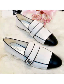 Chanel Patchwork Lambskin Flat Loafers G34666 White 2019