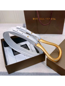 Bottega Veneta Leather Corset Belt 50mm with Saddle Buckle White 2019