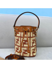 Fendi Raffia Mon Tresor Mini Bucket Bag Brown 2021