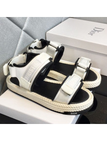 Dior D-Wander Fabric Flat Strap Sandals White 2021 01