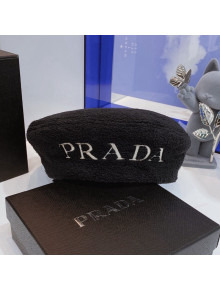 Prada Shearling Beret Hat Black 2021