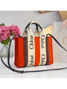 Chloe Small Woody Felt Tote Bag with Strap Orange 2022