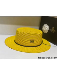 Dior Straw Wide Brim Hat DH31401 Yellow 2022