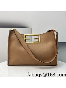 Fendi Way Flannel Medium Tote Bag Beige 2021 8506M