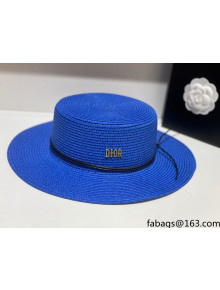 Dior Straw Wide Brim Hat DH31403 Blue 2022