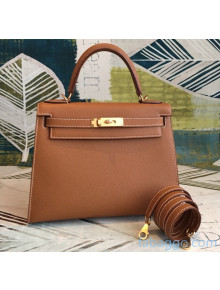 Hermes Kelly 25/28/32cm Bag in Original Epsom Leather Earth Yellow/Gold Hardware 2020  (Half-Handmand) 