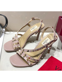 Valentino Rockstud Calfskin Sandal 85 mm Heel Pink 2020