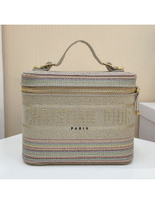 Dior DiorTravel Medium Vanity Case Bag in Multicolor Stripes Embroidery 2021