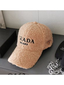 Prada Logo Shearling Baseball Hat Camel Brown 2021 18