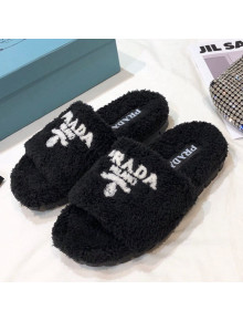 Prada Logo Fur Mules Black 2021