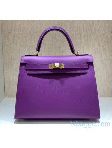 Hermes Kelly 25/28/32cm Bag in Original Epsom Leather Actiniaria Purple/Gold Hardware  2020  (Half-Handmand) 