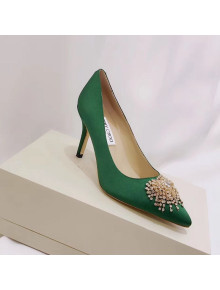 Jimmy Choo Silk Crystal Heel Pump Green 2019