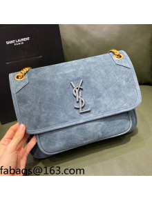 Saint Laurent Niki Medium Bag in Suede 633158 Light Blue 2021