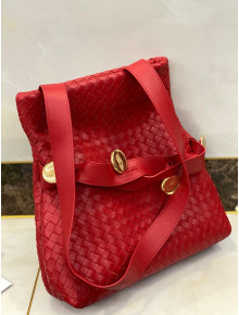 Bottega Veneta The Fold Crossbody Bag with Metal Medallions Red 2020