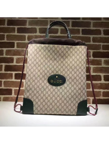 Gucci 473872 GG Supreme Drawstring Backpack Green 2017