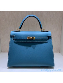 Hermes Kelly 25/28/32cm Bag in Original Epsom Leather Denim Blue/Gold Hardware 2020  (Half-Handmand) 