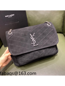 Saint Laurent Niki Medium Bag in Suede 633158 Black 2021