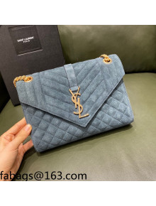 Saint Laurent Envelope Medium Bag in Suede 487206 Light Blue 2021