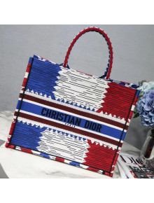 Dior Embroidered Geometry Book Tote Blue/Red/White 2019