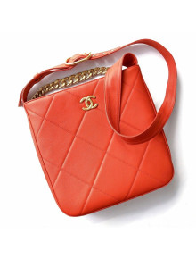 Chanel Hobo Bag in Calfskin AS2844 Orange-Red 2021 