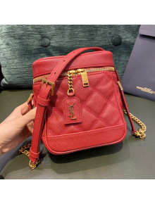 Saint Laurent 80's Vanity Bag in Carre Quilted Grained Embossed Leather 649779 Red 2021