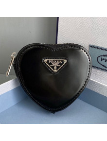 Prada Brushed Leather Heart Mini Pouch 6504 Black 2021