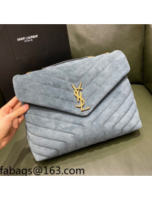 Saint Laurent Loulou Large Bag in "Y" Suede 459749 Blue 2021