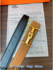 Hermes Epsom Reversible Leather Belt 3.2cm Brown 2021 10806