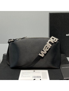 Alexander Wang Heiress Silk Mini Pouch Bag with Crystal Logo 3068 Black 2021