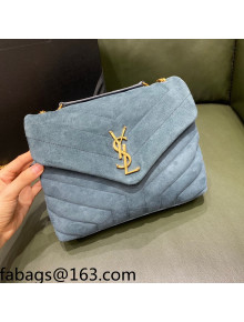 Saint Laurent Loulou Small Bag in "Y" Matelasse Suede 494699 Blue 2021