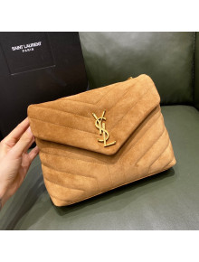 Saint Laurent Loulou Small Bag in "Y" Matelasse Suede 494699 Camel Brown 2021