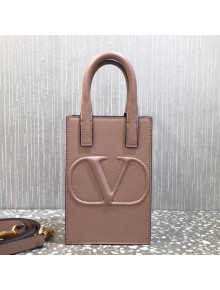 Valentino VLogo Walk Calfskin Vertical Mini Tote Bag 1054 Pink 2021