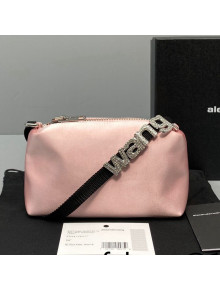 Alexander Wang Heiress Silk Mini Pouch Bag with Crystal Logo 3068 Pink 2021