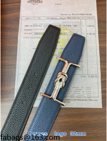 Hermes Epsom Reversible Leather Belt 3.2cm Navy Blue 2021 110810