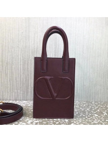 Valentino VLogo Walk Calfskin Vertical Mini Tote Bag 1052 Grape Purple 2021