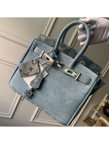 Louis Vuitton x Supreme Denim Humble Travel Birkin 25cm Top Handle Bag M48888 Denim Blue 2019