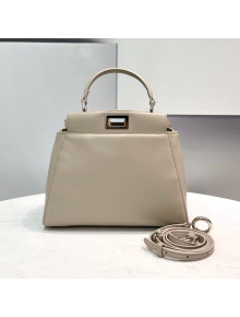 Fendi Peekaboo Mini Lambskin Bag Light Grey 2021 2590