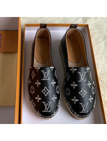 Louis Vuitton Monogram Silver Embroidered Flat Espadrilles Black 2019 (For Women and Men)