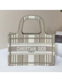 Dior Mini Book Tote Bag in Beige Stripes Embroidery 2021