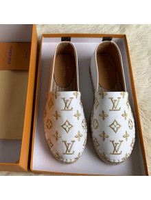 Louis Vuitton Monogram Golden Embroidered Flat Espadrilles White 2019 (For Women and Men)