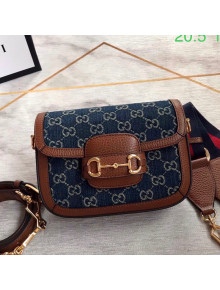 Gucci Horsebit 1955 GG Denim Mini Bag 658574 Dark Blue 2021